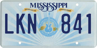 MS license plate LKN841