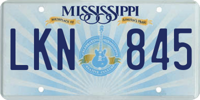 MS license plate LKN845