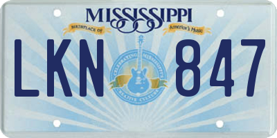 MS license plate LKN847