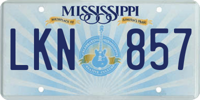 MS license plate LKN857