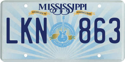MS license plate LKN863