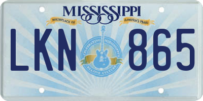 MS license plate LKN865