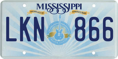 MS license plate LKN866