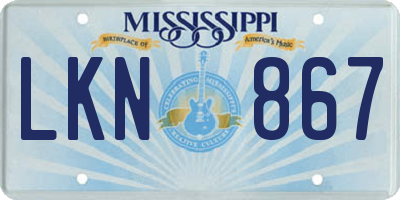 MS license plate LKN867