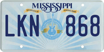 MS license plate LKN868