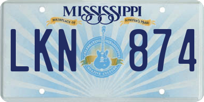 MS license plate LKN874