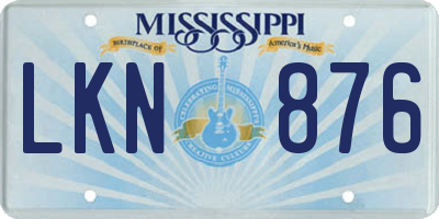 MS license plate LKN876