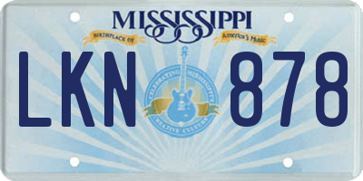 MS license plate LKN878