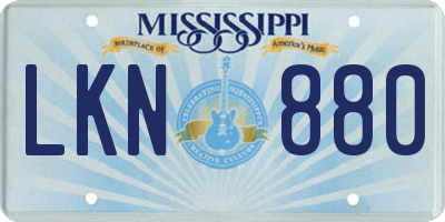 MS license plate LKN880
