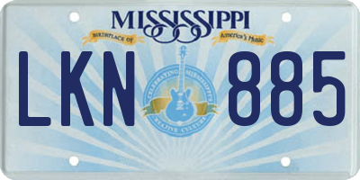 MS license plate LKN885