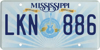 MS license plate LKN886