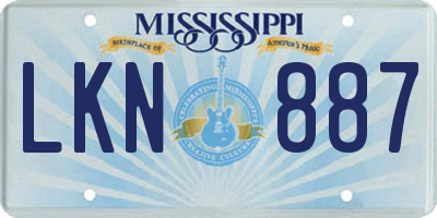 MS license plate LKN887