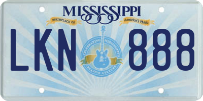 MS license plate LKN888