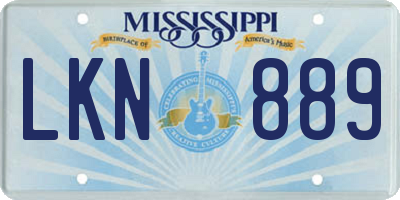 MS license plate LKN889
