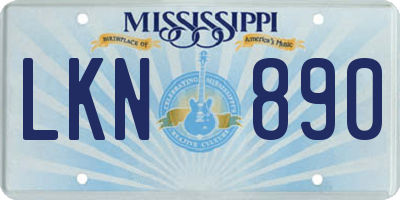 MS license plate LKN890