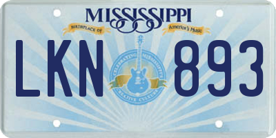 MS license plate LKN893