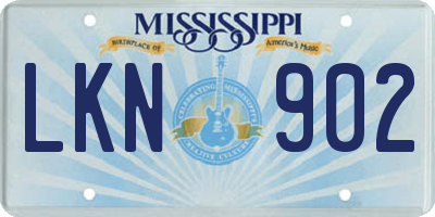 MS license plate LKN902