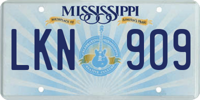 MS license plate LKN909