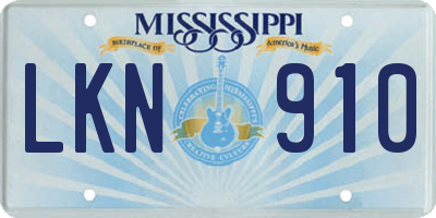 MS license plate LKN910