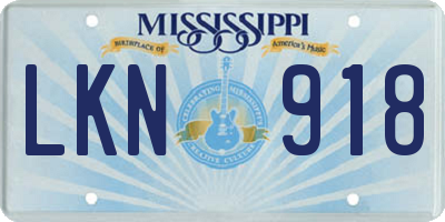 MS license plate LKN918