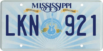 MS license plate LKN921