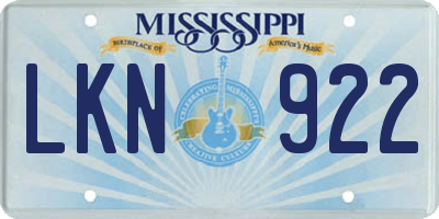 MS license plate LKN922