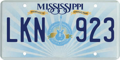 MS license plate LKN923