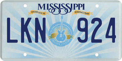 MS license plate LKN924