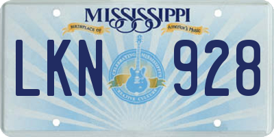 MS license plate LKN928