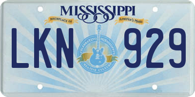 MS license plate LKN929