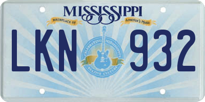 MS license plate LKN932