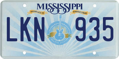 MS license plate LKN935