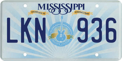 MS license plate LKN936