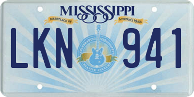 MS license plate LKN941