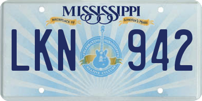 MS license plate LKN942