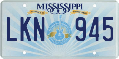 MS license plate LKN945