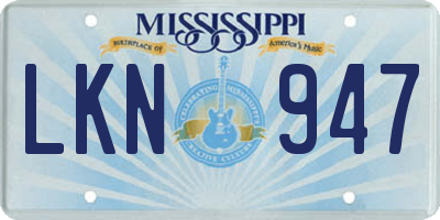 MS license plate LKN947