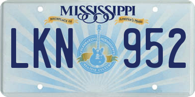 MS license plate LKN952