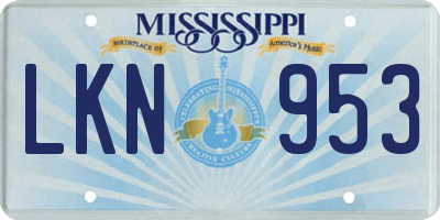 MS license plate LKN953