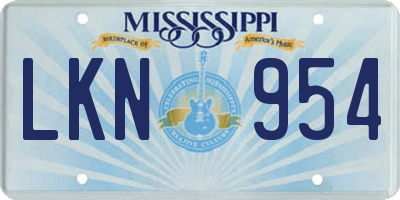 MS license plate LKN954