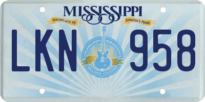 MS license plate LKN958