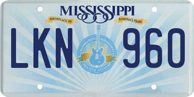 MS license plate LKN960