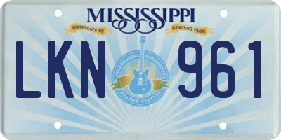 MS license plate LKN961