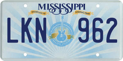MS license plate LKN962