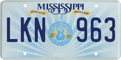 MS license plate LKN963