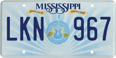 MS license plate LKN967