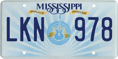 MS license plate LKN978