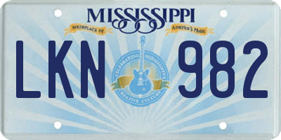 MS license plate LKN982