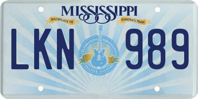 MS license plate LKN989