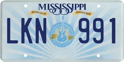 MS license plate LKN991